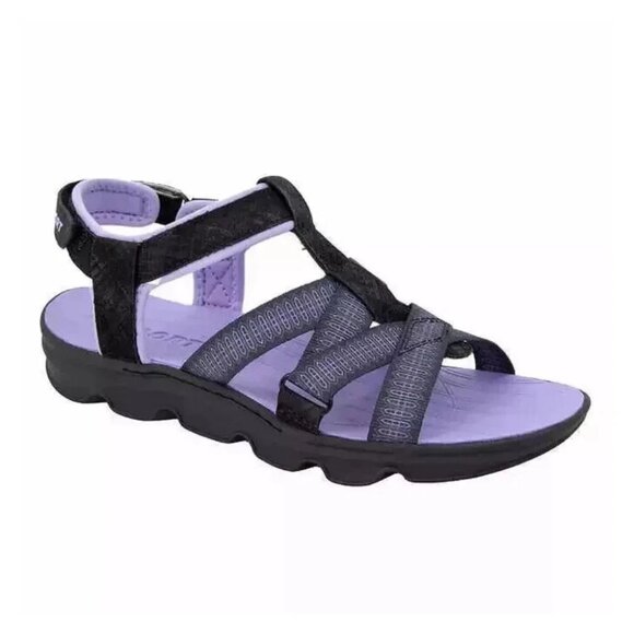 Jsport Kaia Women's Black Strap Sandal, Black/Purple, Sz 11 - Picture 1 of 2